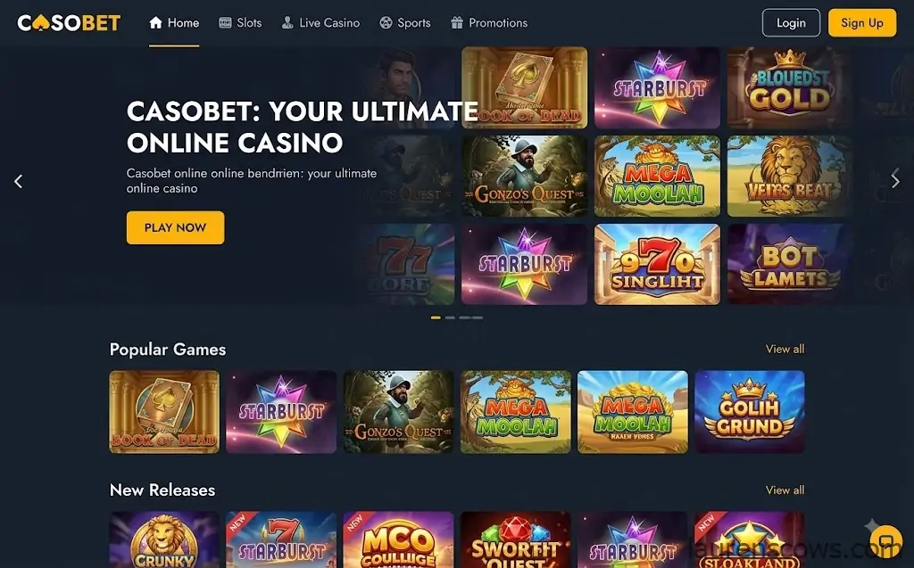 Casobet casino homepage
