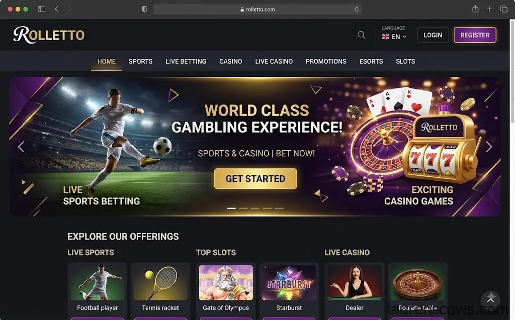 Rolletto casino homepage