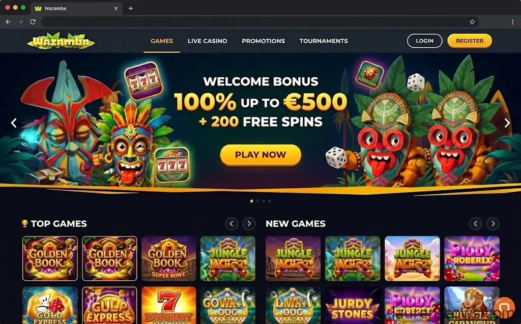 Wazamba casino homepage
